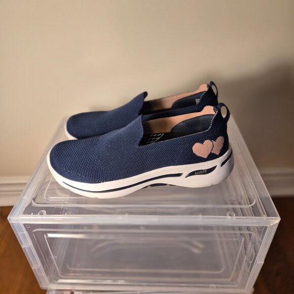 Skechers Women GO Walk Navy Sneakers, Size 7.5 - Picture 1 of 12